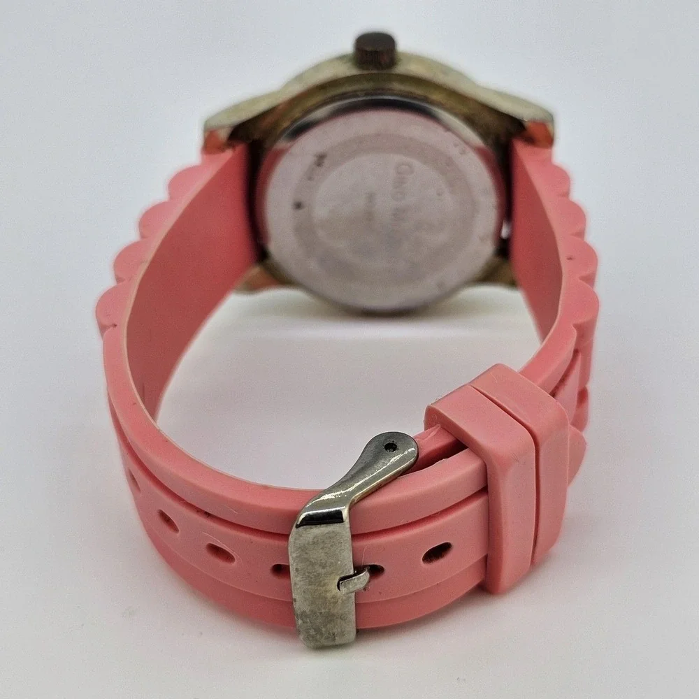 40MM Women's Watch Pink Dial Crystal Bezel Pink Plastic Bands New‎ Battery